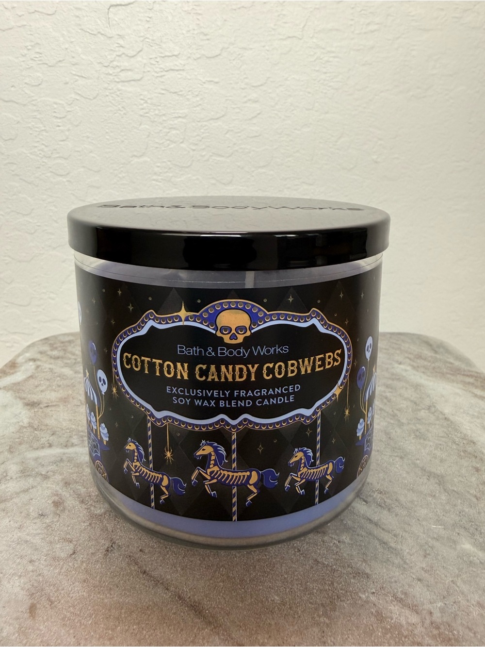 NEW Bath & Body Works Cotton Candy Cobwebs 3-Wick Candle 14.5 oz